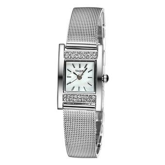 YAQIN Diamond Rhinestone Band Quartz Watch Clock Silver (Intl)  