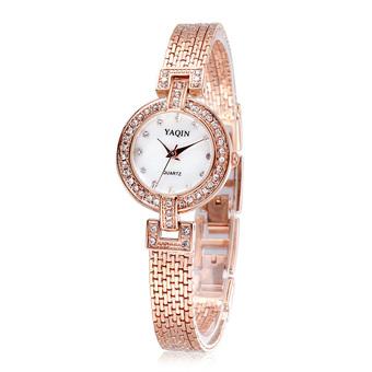 YAQIN Luxury Watch For Women 2015 Fashion Bracelet Dress Casual Quartz Rhinestone Wristwatche-Rose Gold  