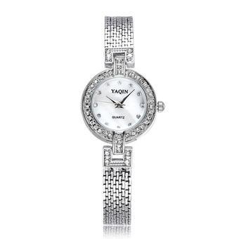 YAQIN Luxury Watch For Women 2015 Fashion Bracelet Dress Casual Quartz Rhinestone Wristwatche-Silver  