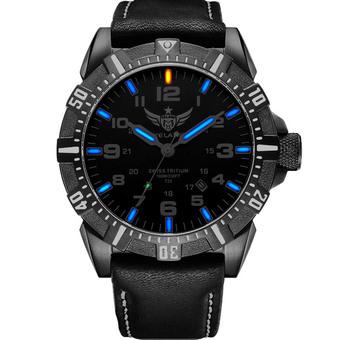 YELANG V1003 Mens Tritium Gas Blue Luminous Waterproof Genuine Leather Strap Sports Military Diving Watch (Intl)  