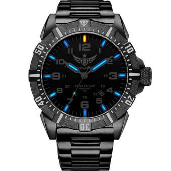YELANG V1003 Mens Tritium Gas Blue Luminous Waterproof Steel Strap Sports Military Diving Watch (Intl)  