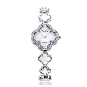 Yaqin Flower Shape Rhinestone Fashion silver color Bracelet Dress Women Watches (Intl)  