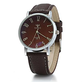 Yazole 299 Business Leather Band Quartz Watch Coffee (Intl)  