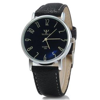 Yazole 299 Business Quartz Watch with Leather Band for Men BLACK (Intl)  