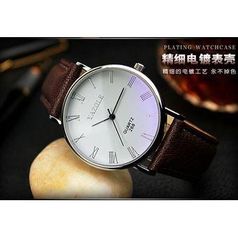 Yazole Men's Stainless Steel Leather Quartz Wrist Watch (Brown)- Intl  