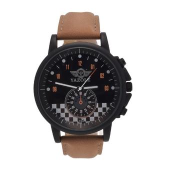 Yazole Men's Stainless Steel Sport Analog Quartz Wrist Watch (Black+Brown)- Intl  
