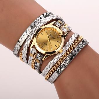 Yika Fashion PU leather geneva watch cruise bracelet women dress watch of Rivet ladies watches (Silver) (Intl)  