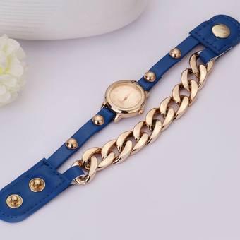 Yika Fashion Watch With A Rivet Ladies Watches Leather Belt Watch (Blue) (Intl)  