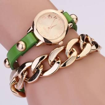 Yika Fashion Watch With A Rivet Ladies Watches Leather Belt Watch (Green) (Intl)  