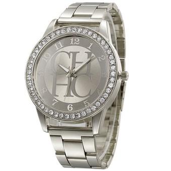 Yika Fasion Watch Women Luxury For Girl Stainless Steel Rhinestone Quartz Watch (Silver) (Intl)  