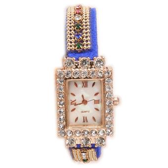 Yika Hot Fashion Women Retro Chains Synthetic Leather Strap Watch Bracelet Wristwatch (Blue) (Intl)  