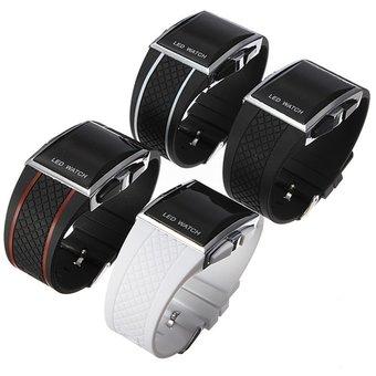 Yika LED Digital Mens Sport Quartz Rubber Wrist Watch Bracelet (Black and White) (Intl)  