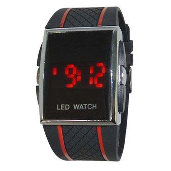 Yika LED Digital Mens Sport Quartz Rubber Wrist Watch Bracelet (Black and Red) (Intl)  