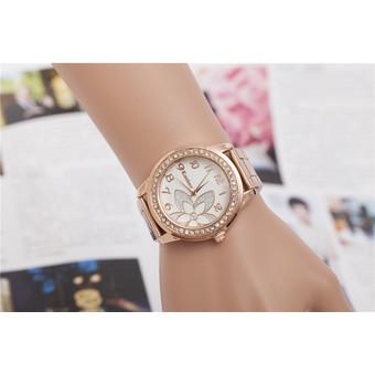 Yika Ladies Women Girl Crystal Unisex Stainless Steel Quartz Wrist Watch (Rose Gold) (Intl)  