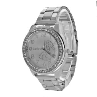 Yika Ladies Women Girl Crystal Unisex Stainless Steel Quartz Wrist Watch (Silver) (Intl)  