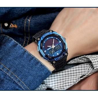 Yika Luxury Men‘s Waterproof LED Military Sports Quartz Solar Powered Wrist Watch (Blue) (Intl)  