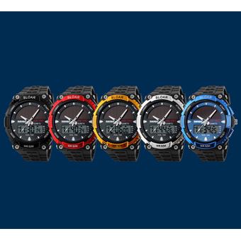 Yika Luxury Men‘s Waterproof LED Military Sports Quartz Solar Powered Wrist Watch (Gold) (Intl)  