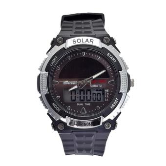 Yika Luxury Men‘s Waterproof LED Military Sports Quartz Solar Powered Wrist Watch (Silver) (Intl)  
