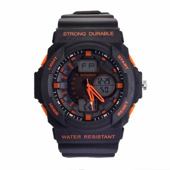 Yika Luxury Sport Quartz Wrist Men Mens Analog Digital #S Waterproof Military (Black+Orange) (Intl)  