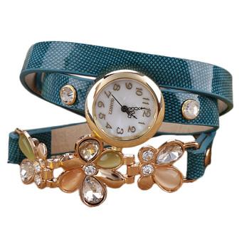 Yika New Fashion Women's Flower Sling Chain Watch Wrap Circle Button Wristwatch(Lake Blue) (Intl)  