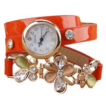 Yika New Fashion Women's Flower Sling Chain Watch Wrap Circle Button Wristwatch(Orange) (Intl)  