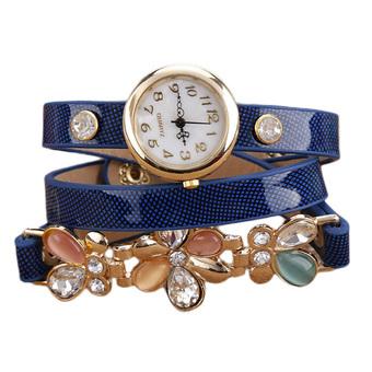Yika New Fashion Women's Flower Sling Chain Watch Wrap Circle Button Wristwatch(Dark Blue) (Intl)  