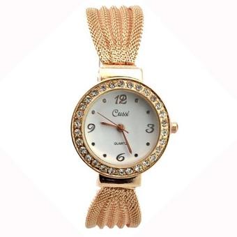 Yika Stainless Steel Crystal Quartz Wrist Watch (Gold) (Intl)  