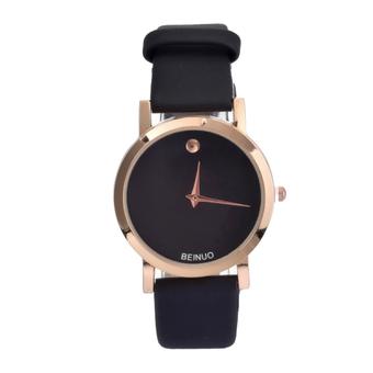Yika Unisex Luxury Casual Women Watch Leather Quartz Analog Wrist Watch (Black) (Intl)  