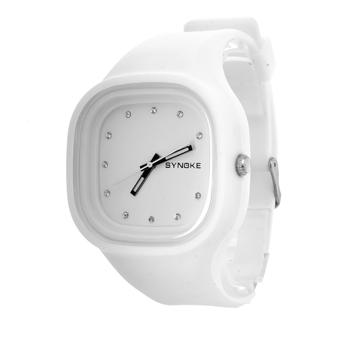 Yika Waterproof women Men‘s LED Digital Sports Watches Silicone Sport Quartz Wrist watches (White) (Intl)  