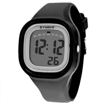 Yika Waterproof women men LED Digital Sports Watches Silicone Sport Quartz Wrist watches (Black) (Intl)  
