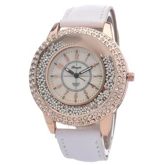 Yika Women Crystal Leather Quartz Wrist Watch (White) (Intl)  