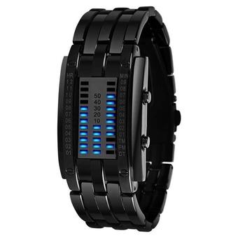 Yika Women Stainless Steel Date Binary Digital LED Bracelet Sport Watch (Black) (Intl)  