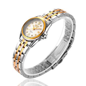 ZUNCLE Women Middle Golden Band Casual Waterproof Wrist Watch(White)  