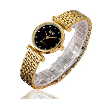 ZUNCLE Women Middle Golden Stainless Steel Band Ultra-thin Business Wrist Watch(Black)  