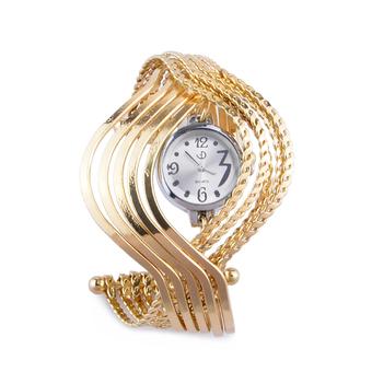 ZUNCLE Women's Bangle Bracelet Quartz Wrist Watch w/ Mulriple Heliciform Loops -1 x CR1022 (Golden)  