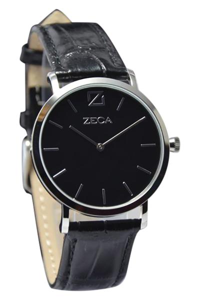 Zeca 313U - Jam Tangan Pria - Black/Silver - Strap Leather/Kanvas
