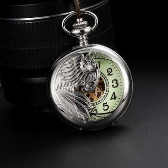 louiwill 2015 Transparent Back Cover Luminous Dial Watch Hollow Skeleton Design Automatic Self-Wind Pocket Watch (silver gold) (Intl)  